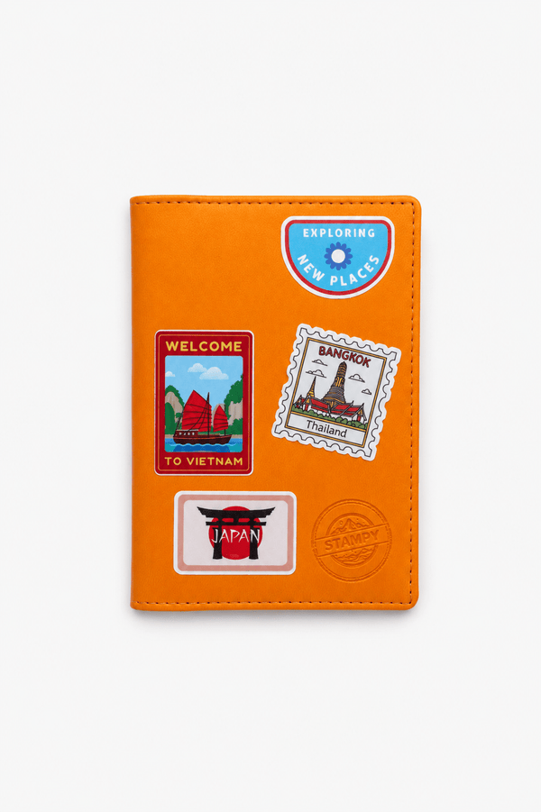 Pack Voyage Asie : Protège Passeport Safran & 4 Stickers